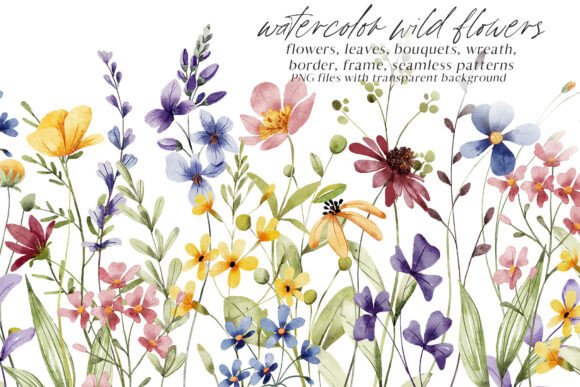 Download Floral Watercolor Set, аlowers, Leaves. - Lower Collection