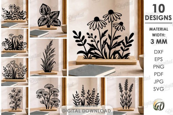 Download Flower Stands Decor Bundle Laser Cut - Lower Collection