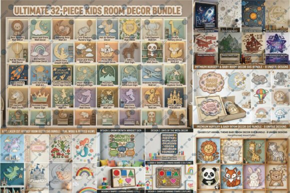 Download 68 Kids Room Wall Decor Laser Cut Bundle - Decor Collection