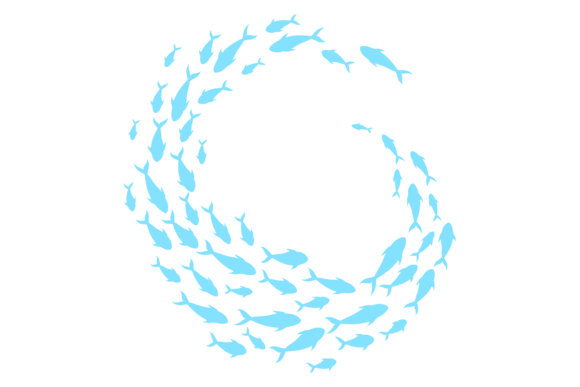 Download Fish Shoal Curl. Sea Animal Swimming Gro - Curl Collection