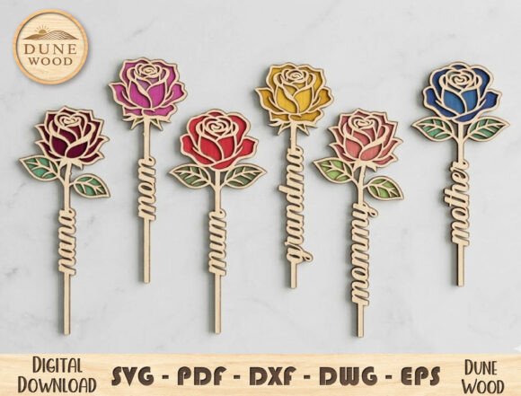 Download Rose Mom Flower Laser Cut File - Lower Collection