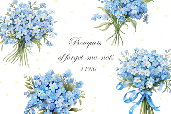 Download Blue Flowers. Forget Me Nots Bouquet - Lower Collection