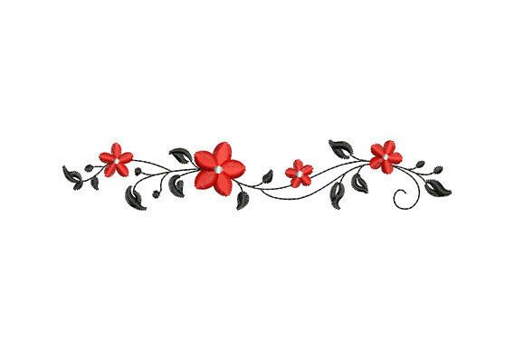 Download Red Flower Vine Embroidery - Lower Collection