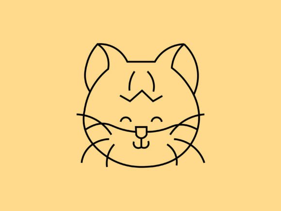 Download Kawaii Cat American Curl Line Background - Curl Collection