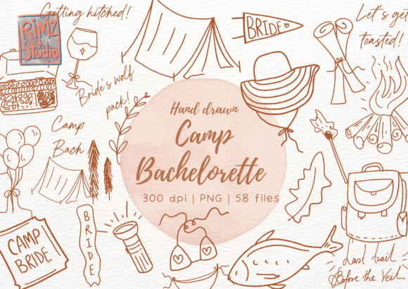 Download Hand Drawn Camp Bachelorette Doodle Set - Hand Collection