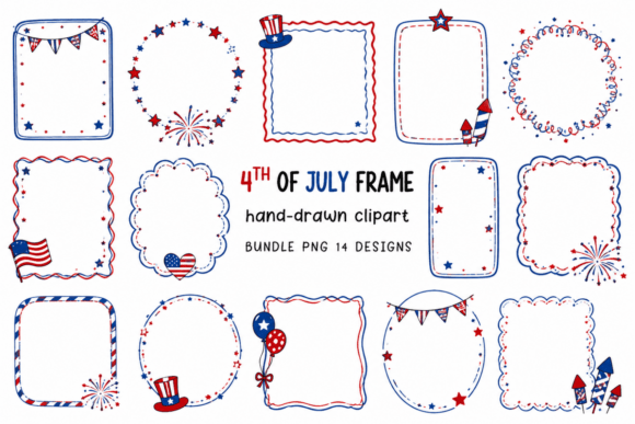 Download Hand-drawn 4th of July Frame Clipart Set - Hand Collection