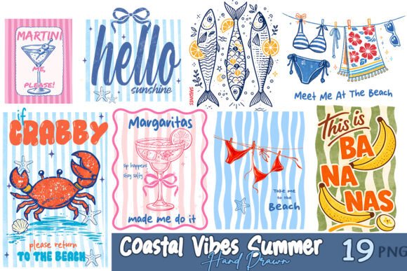 Download Coastal Vibes Summer Hand Drawn Bundle - Hand Collection