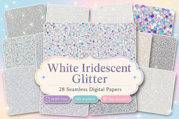 Download White Iridescent Glitter Seamless - White Collection