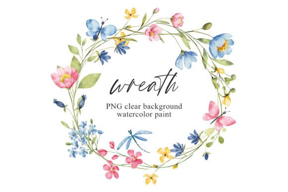Download Wreath, Watercolor Flowers, Butterflies - Lower Collection