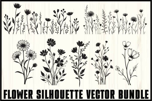 Download Wild Flower Silhouette Vector Set - Lower Collection