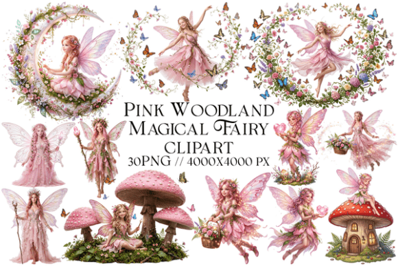 Download Pink Woodland Magical Fairy Clipart - Pink Collection