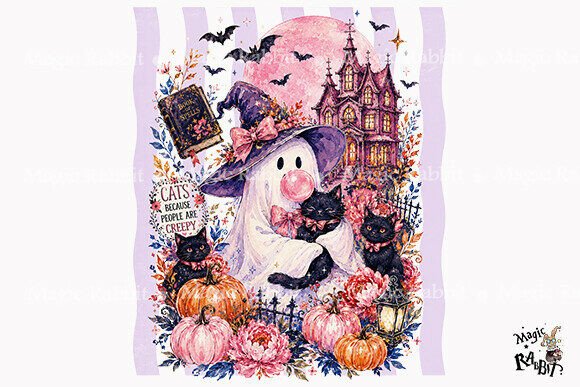 Download Pink Ghost Cat Halloween PNG - Pink Collection