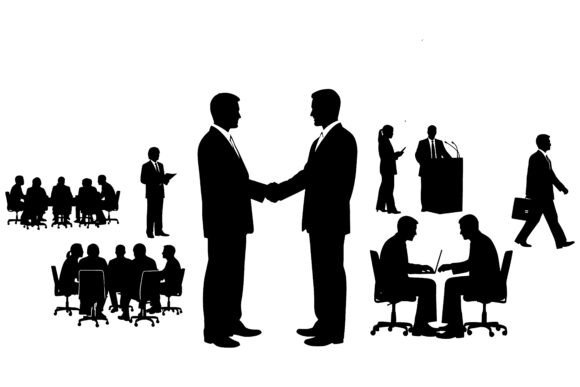 Download Business People Silhouettes Shaking Hand - Hand Collection
