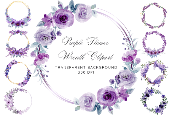 Download Purple Flower Wreath Clipart - Lower Collection