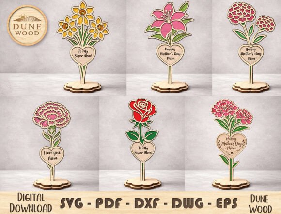 Download Mother’s Day Flower Laser Cut File - Lower Collection