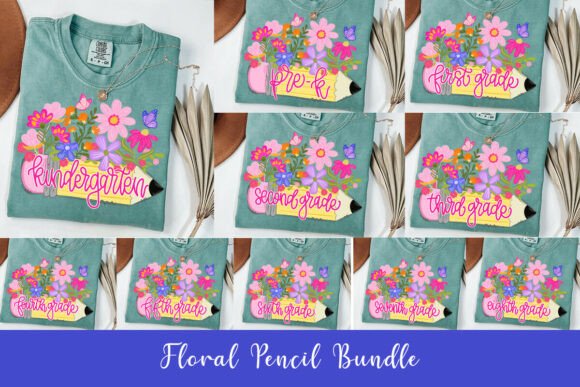 Download Hand-painted Floral Pencil School Grade Bundle - Hand Collection