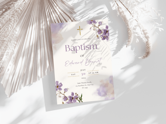 Download Baptism Invitation Template, Rustic Pink - Rustic Collection