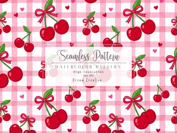 Download Pink Cherry Gingham Seamless Pattern - Pink Collection