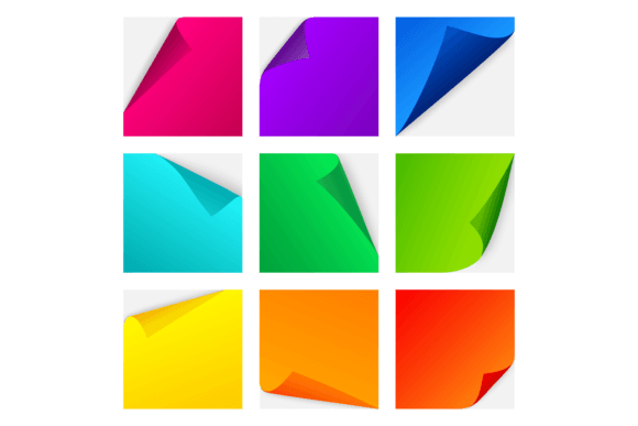 Download Color Paper Curl Stickers. Realistic Bri - Curl Collection