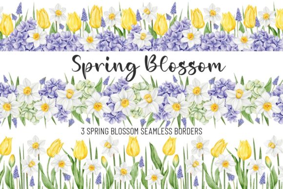 Download Watercolor Seamless Border Spring Flower - Lower Collection