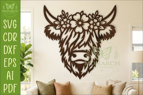 Download Floral Highland Cow Wall Sign SVG Decor - Decor Collection