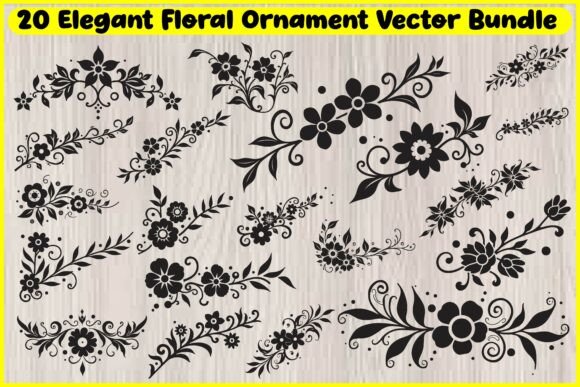 Download 20 Botanical Flourish &amp; Flower Ornament - Lower Collection