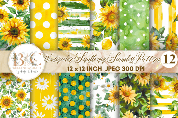 Download Watercolor Sunflower Seamless Pattern - Lower Collection