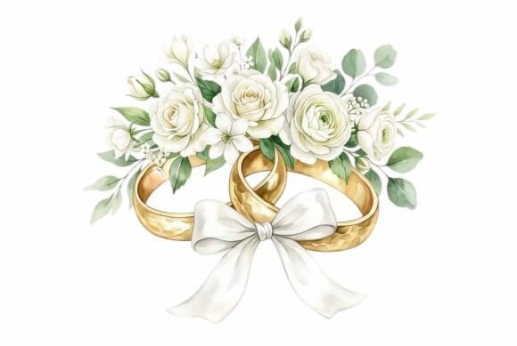 Download Gold Wedding Rings White Flowers - Lower Collection