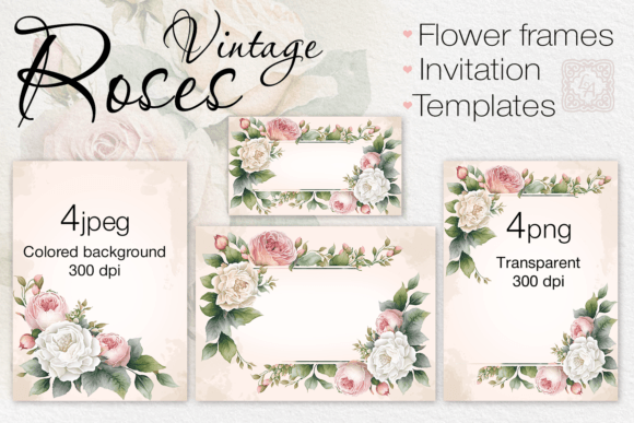Download Flower Cards, Print Templates PNG, JPEG - Lower Collection