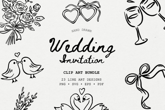 Download Hand Drawn Wedding Clip Art Bundle - Hand Collection