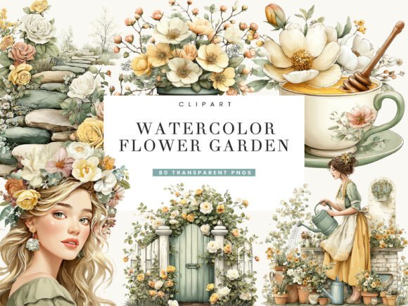 Download Watercolor Flower Garden Clipart Bundle - Lower Collection