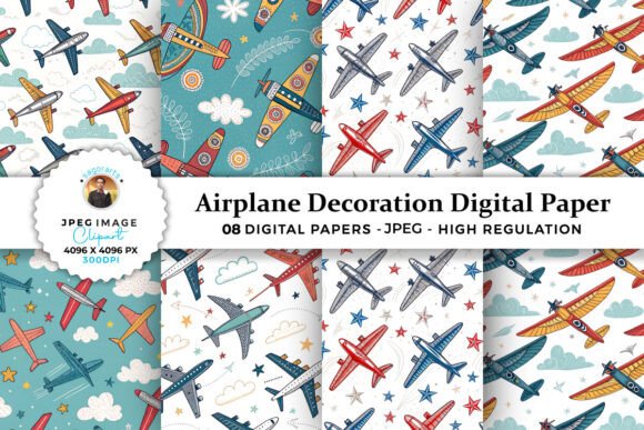 Download Airplane Decoration Digital Paper - Decor Collection