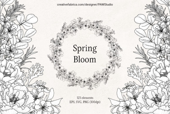 Download Floral LineArt Flower Frame Monogram - Lower Collection