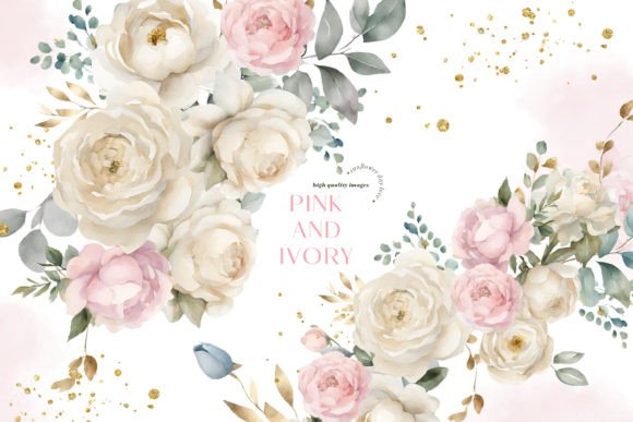 Download Pink Ivory Flowers Bouquets Clipart - Lower Collection