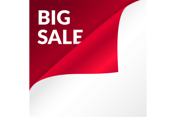 Download Big Sale Red Corner Curl Banner Mockup - Curl Collection