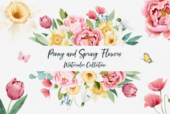 Download Watercolor Peony and Spring Flowers - Lower Collection