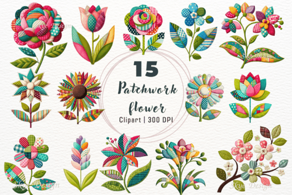 Download Patchwork Flower Clipart - Lower Collection