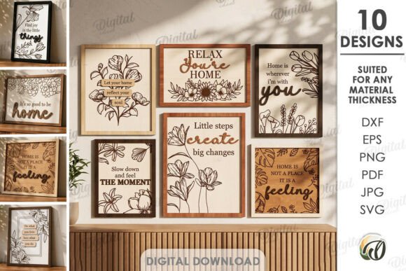 Download Wooden Home Decor Bundle Laser Cut - Decor Collection