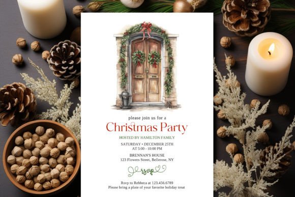 Download Rustic Wooden Door Holiday Invitation - Rustic Collection