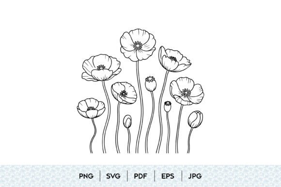 Download Poppy Flower Bouquet SVG - Lower Collection