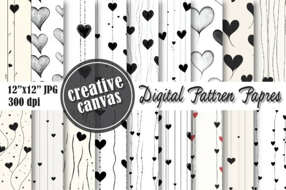 Download Black and White Heart Seamless Pattern - White Collection