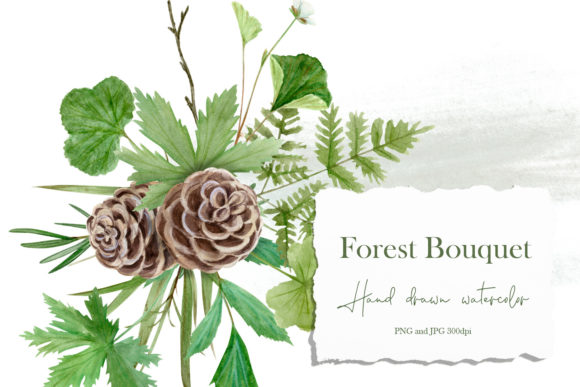 Download Watercolor Forest Wildflowers Bouquet - Lower Collection