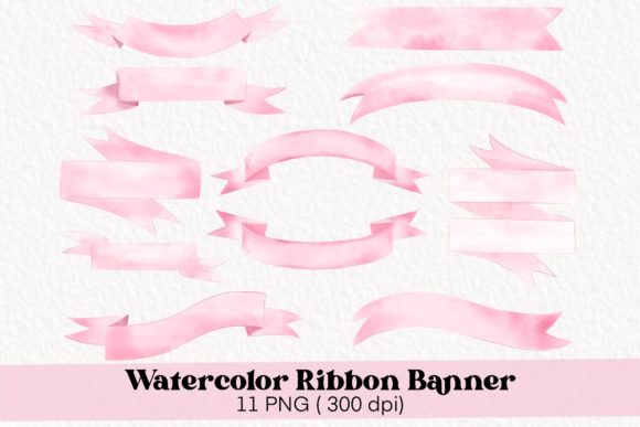 Download Watercolor Pink Ribbon Banner Clipart - Pink Collection