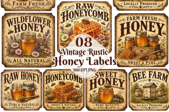 Download Vintage Rustic Honey Labels - Rustic Collection