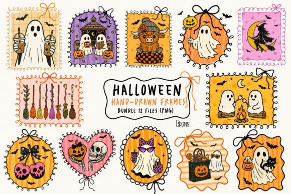 Download Halloween Hand-Drawn Frame Bundle Png - Hand Collection