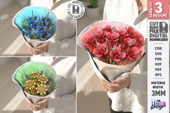 Download Flower Bouquet Laser Cut Bundle | CNC - Lower Collection