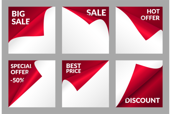 Download Corner Curl Sale. Red Discount Stickers, - Curl Collection