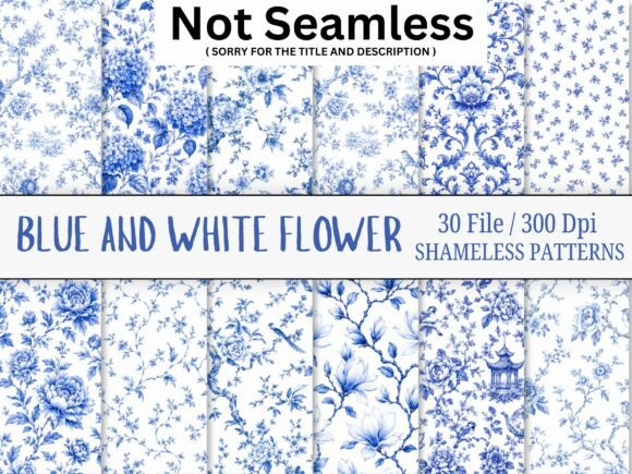 Download Blue and White Watercolor Flower Pattern - Lower Collection