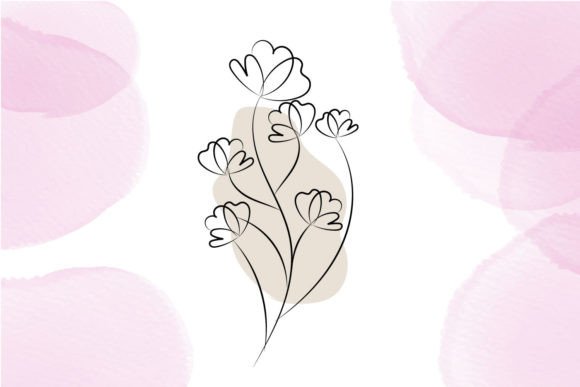 Download Isolated Flower Line Art with Leaf - Lower Collection