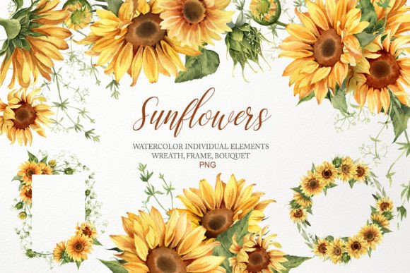 Download Watercolor Sunflower Clipart Bouquet PNG - Lower Collection